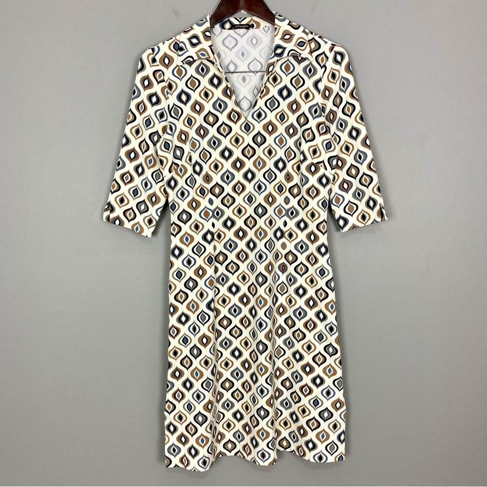 J. McLaughlin Catalina Knit Dress Women’s Size S Knee Length Collar V-Neck Slit